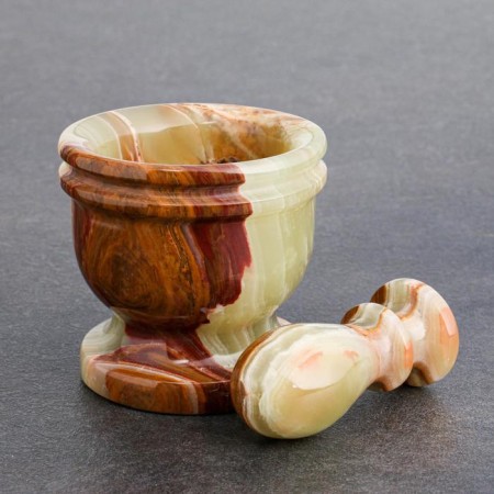 Set of a mortar with a pestle, onyx 7 x 8 x 8.5 cm-2