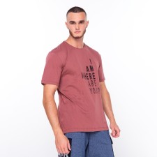 T -shirt male print, brick color, size 46