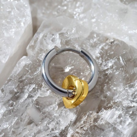 Piercing in the ear "Ring" heart, d = 12 mm, the color is golden-silver-1