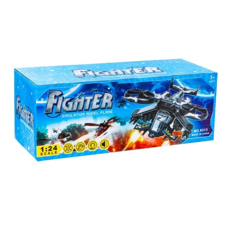 The “fighter” helicopter, works from batteries, light and sound, black color-4