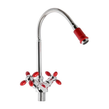 Kitchen mixer Zein ZC2027, flexible surge, crane boux brass 1/2 ", red/chrome-4