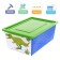 A box for toys, with a lid, “Dino. Tirex ", volume 30 l, blue color