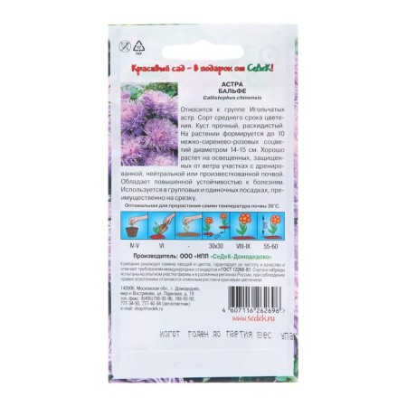 Семена цветов Астра "Бальфе", Евро, 0,2 г-1