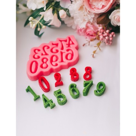 Mold "numbers", silicone, 15 × 10 cm, color mix-2