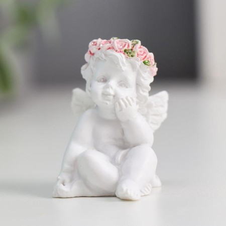 Polystone souvenir "Angel in a pink wreath" MIX 5x3.5x3 cm-1