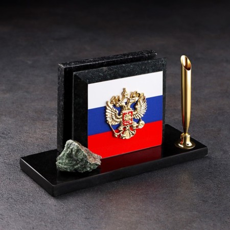 Набор настольный "Герб на флаге", змеевик-4