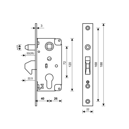 Castle Castle for sliding gates, Bulat ZV 4-1K.40.72.22.04, under c/m, chrome-3