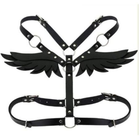 BDSM Podsm Oka-hips, with wings, on the chest, eco-leather, size OS, black-4