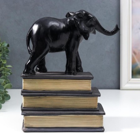Book holder Interior "Black Elephant on Books" 25x13x21 cm-1