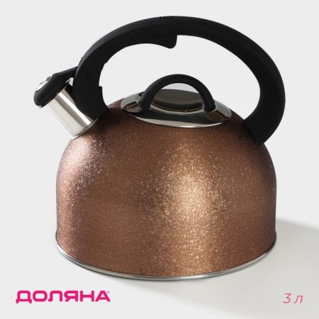 A kettle with a stainless steel whistle SNOW, 3 l, induction, gold color