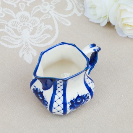 Cream "Casket", gzhel, porcelain, 8x8 cm-2