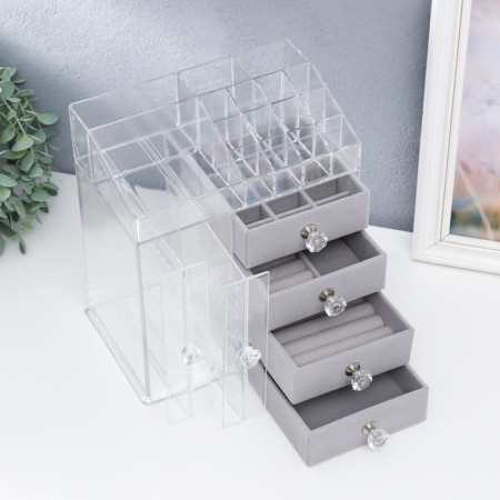Casket for jewelry and cosmetics plastic "Transparency" 24x14.5x22.3 cm-1