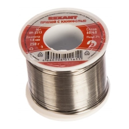 Solder with rosin Rexant, 250 g, d = 1 mm, tin 60% lead 40%