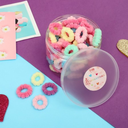 Hair elastic band "Baby" (set of 100 pcs) Assorted, 2 cm, mix