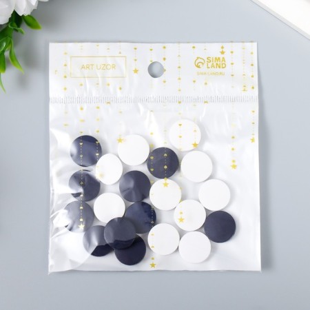 Beads for creativity wood "flat circle" set of 20 pcs white, dark blue 0.4x1.5x1.5 cm-4