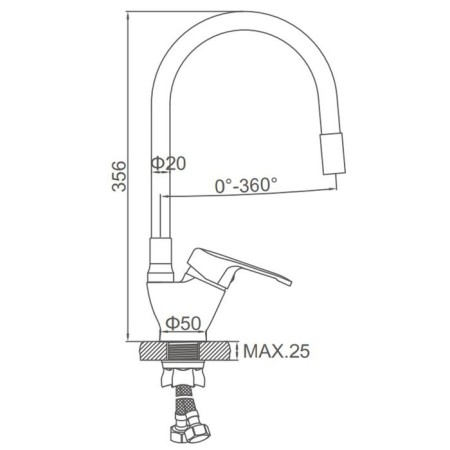 Accoona A4844N kitchen mixer, single -leaf, silicone spout, silumin, red/chrome-5
