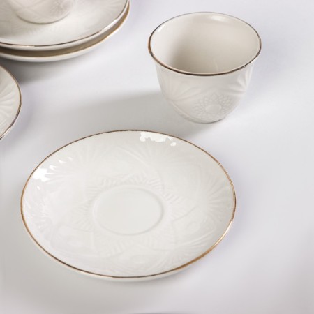Ceramic coffee coffee Coffee, 8 objects: 4 cups 70 ml, 4 saucers, white color-1