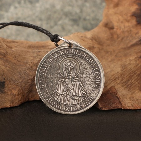 Icon-suspension Holy Blessed Matrona and Keeper Angel, 12g, 33x30 mm, Juv. Melchior