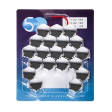 Plastic caps on the fasteners of the wheel HEX21, 20 pcs + tweezers, cH chrome, jn-9566