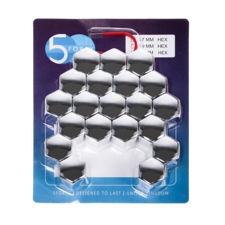 Plastic caps on the fasteners of the wheel HEX21, 20 pcs + tweezers, cH chrome, jn-9566