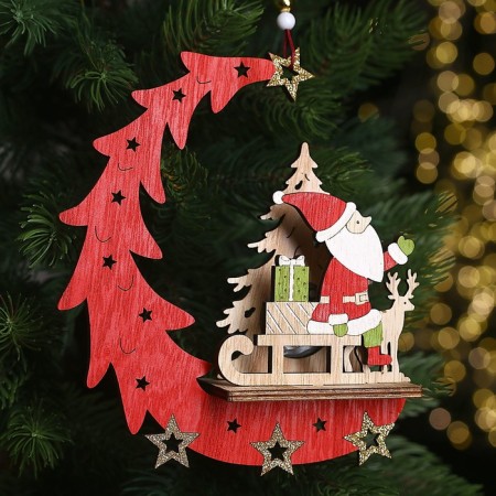 Decor with backlight "Santa Claus on Sanks" 15.5 × 4.5 × 18 cm