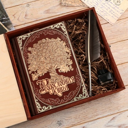 The genealogy book in the box with a pen and ink “Tree”, 56 sheets, 26 x 24 x 7 cm.-18