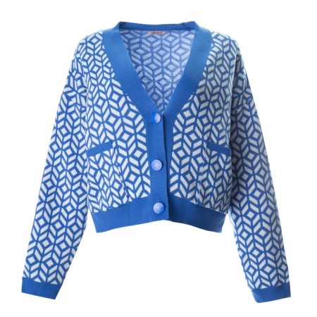 Cardigan female, color bright blue, size One size (42-46)-8