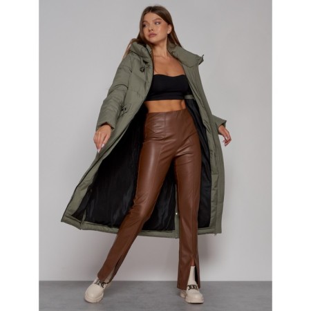 Coat insulated winter female, size 42, green color-12