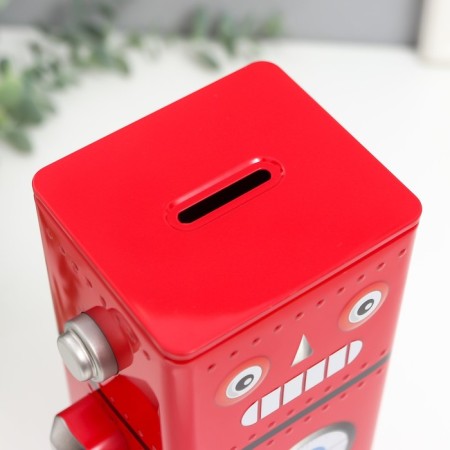 Piggy bank Metal "Robot" Red 24.5x7.7x12.2 cm-2