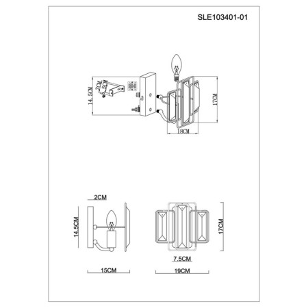 Wall lamp EVOLUCE. Sle103401-01. Giano. 1x40 W, E14, 19x17 cm, Shampan-6