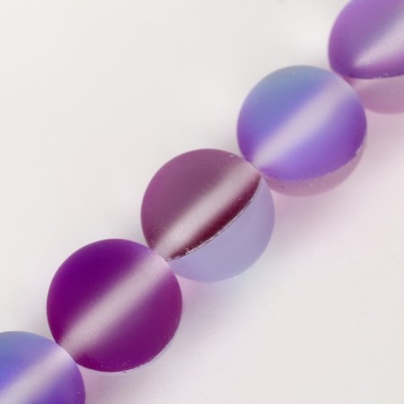 Busins ​​made of natural stone "Cat Eye", set 46 pcs., Size 1 pc. - 8 mm, purple-4