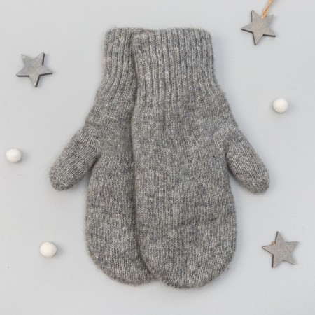 Women's mittens from Mongolian wool, gray color, size 17-19 (6.5-7.5)