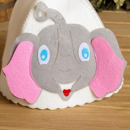 Bath cap with children's applique "Elephant" felt-6