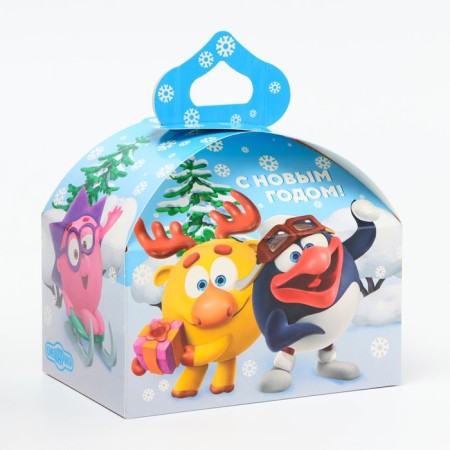 New Year. Gift box New Year's chest "Smeshariki" License 18.5 x 12.5 x 16.5 cm (+5.5 cm).-2