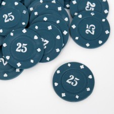 A set of chips with a face value of 25, plain, blue, in a set 25 pcs.