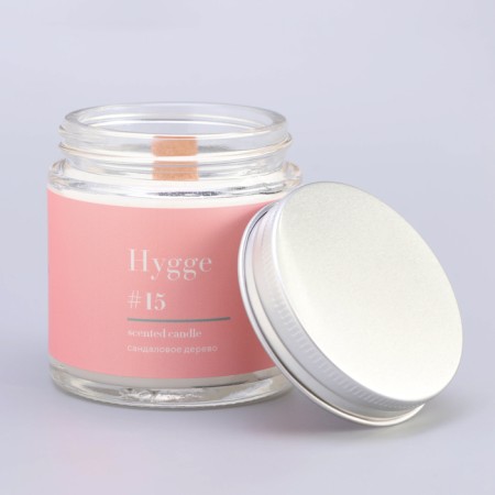 Aromatic candle "Hygge" #15 sandalwood, soy wax, in a jar, 90 g-9