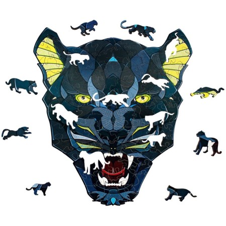 Wooden, curly puzzle EWA "Black Panther", 42x38 cm-7