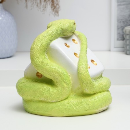 The piggy bank "Snake with a cube" Green, 17x16x16cm-2