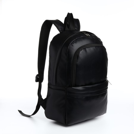 City backpack on a zipper, black color
