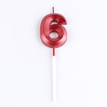 Candle in the cake on the ships "Fine", the number "6", 5 cm, red-5