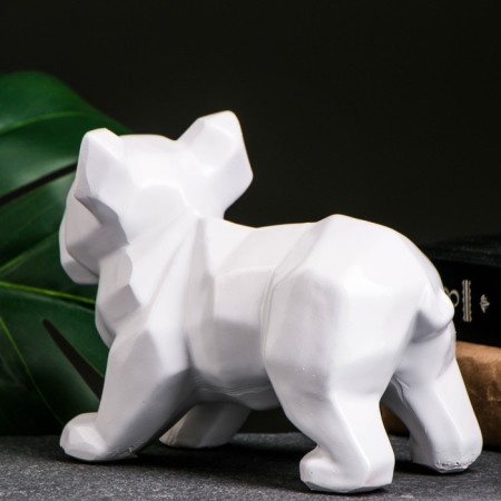 Figure "Bulldog polygonal" white, 14x19cm-2