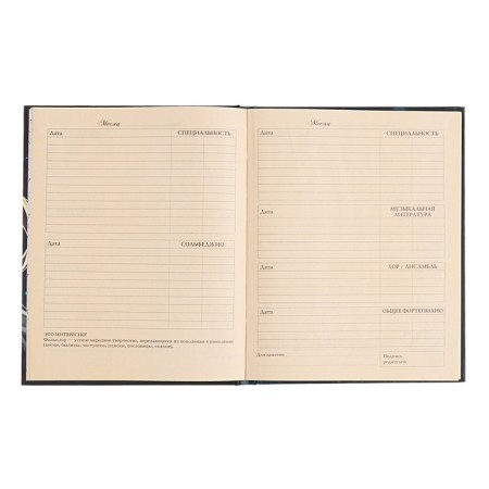 Diary for a music school, 48 sheets, hard cover, matte lamination, foil embossing, reference information, block 60g/m2-8
