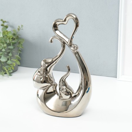 Souvenir Ceramics "Elephants with the heart. Abstraction" Silver 8.5x18.5x29.3cm-4