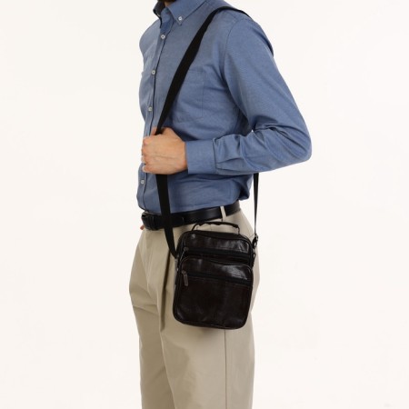 Male bag, 21.5*10*17 cm, lightning departure, 3 n/pocket, reg. Min, brown-5