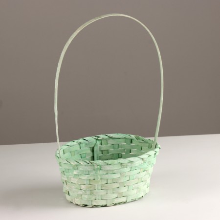 Wicker basket, 21x15x10xh38cm, green, bamboo