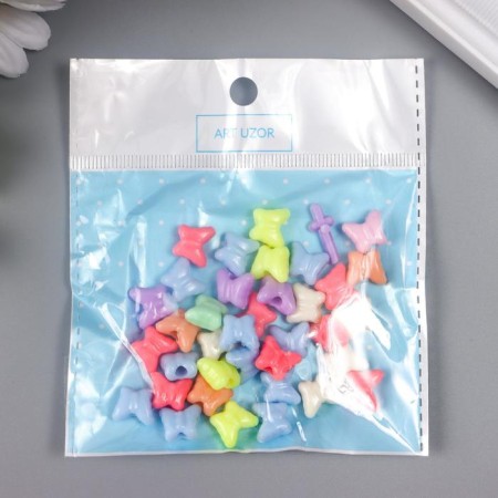 Beads for creativity plastic "Butterflies. Pastel colors" set 44 pcs 15 grams 1.2x1 cm-3