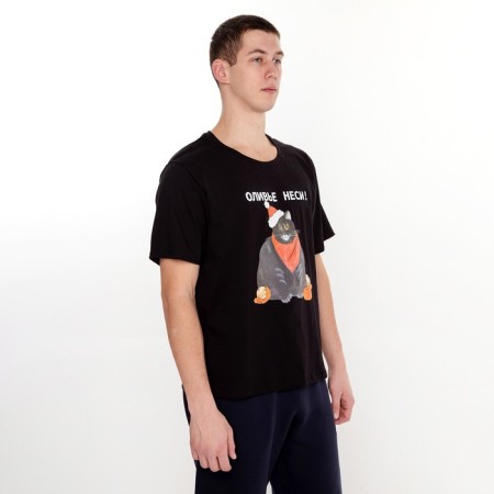 New Year's T -shirt "Olivier carry", black color, size 50