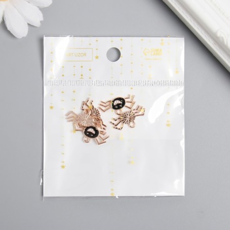 Decor for creativity Metal, enamel "Spider with a smile" black 1.2x2.1 cm-2
