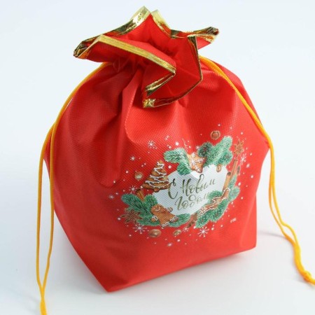 Gift bag “With New Happiness”, 28 x 28 cm +/- 1.5 cm, New Year-1
