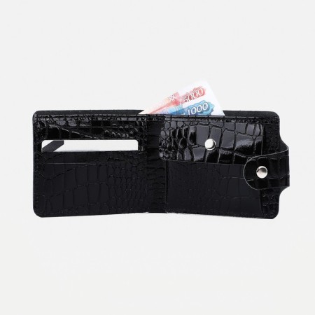 Women's wallet on the button, black color-3
